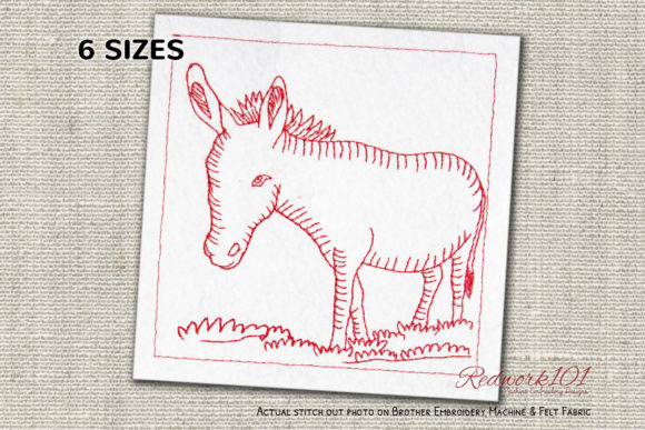 Donkey Standing in Field Redwork: A Design Review for Small Business Merch