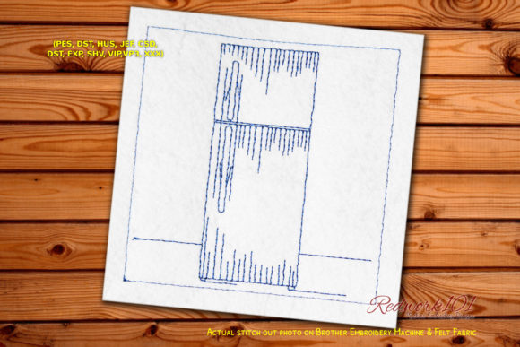Modern Refrigerator Redwork for Boutique Apparel